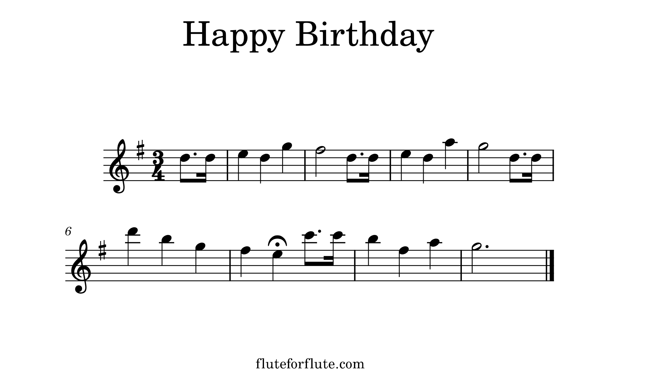 Happy Birthday Flute Notes, Sheet Music PDF, With Letters And In B Flat